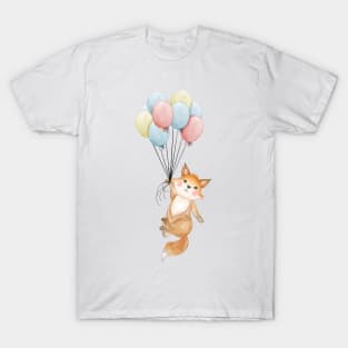 Fox Balloon Flying T-Shirt